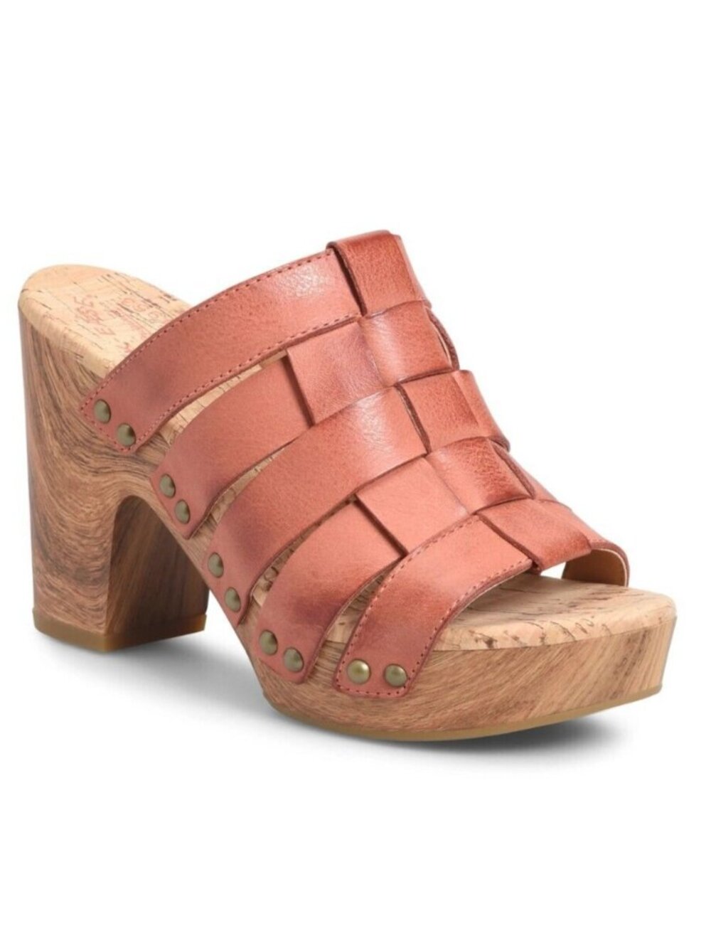 Kork-Ease Devan Women's Leather Clog Mules Platform Heels Sandals Orange Size 11